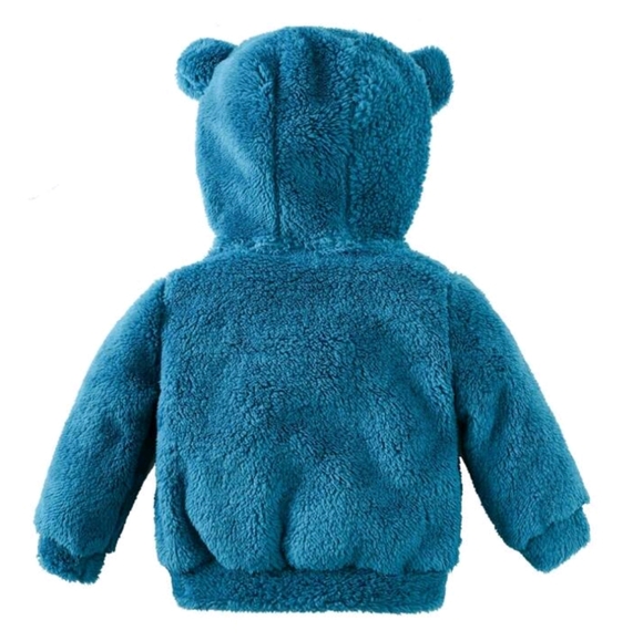 Kids 3D Ear Design Zippered Hooded Fleece Jacket (Size 6Y/120) - Picture 2 of 11